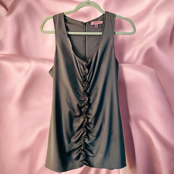 Ted Baker satin ruffle top with back zipper detail - Picture 1 of 5